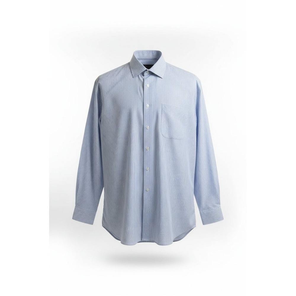 Jos A Bank Reserve 17.5 35 Blue White Striped Italian Cotton Mens Dress Shirt